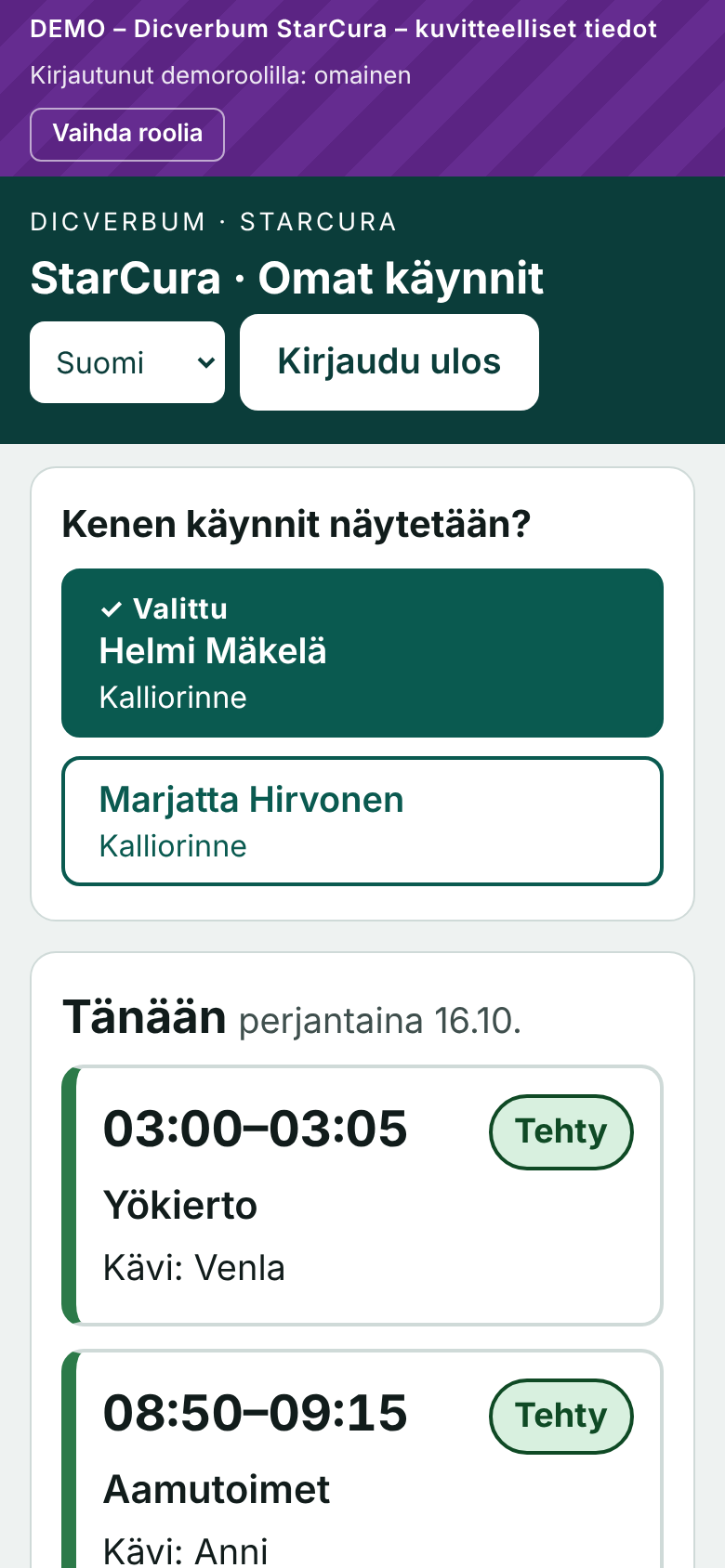Omaisportaalin etusivu